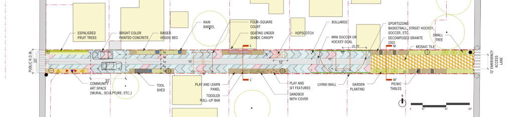 Oxnard Green Alleys Plan Espacios Comunitarios : Drawing © SWA Grop