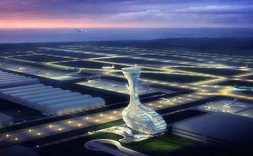 Un render del diseño creado por RMJM para la Torre de Control de Tráfico Aéreo en Estambul : Render © RMJM