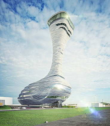 Un render del diseño creado por RMJM para la Torre de Control de Tráfico Aéreo en Estambul : Render © RMJM