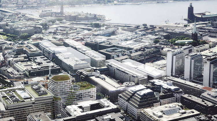 Hästen 21 Stockholm Aerial View designed by Schmidt Hammer Lassen Architects : Render © Schmidt Hammer Lassen Architects