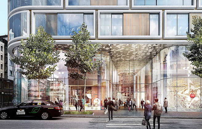 Hästen 21 Stockholm Retail Front designed by Schmidt Hammer Lassen Architects : Render © Schmidt Hammer Lassen Architects