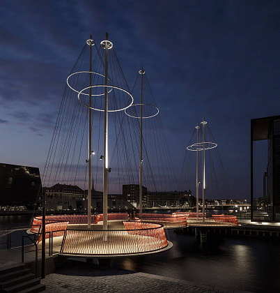 Olafur Eliasson Cirkelbroen, 2015 25 x 19.6 x 39.3 m Christianshavns Kanal, Copenhagen, 2015 : Photo: Anders Sune Berg, for Nordea-fonden A gift from Nordea-fonden to the city of Copenhagen © Olafur Eliasson