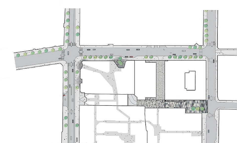 Hästen 21 Stockholm Site Plan with Pavement : Diagram © Schmidt Hammer Lassen Architects