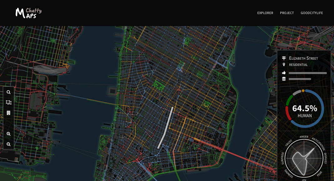 Inspeccionar el paisaje sonoro de un segmento de una calle : Imágen © Chatty Maps