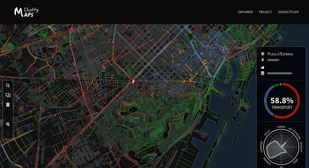 Seleccionar una ciudad para navegar por su paisaje sonoro : Imágen © Chatty Maps