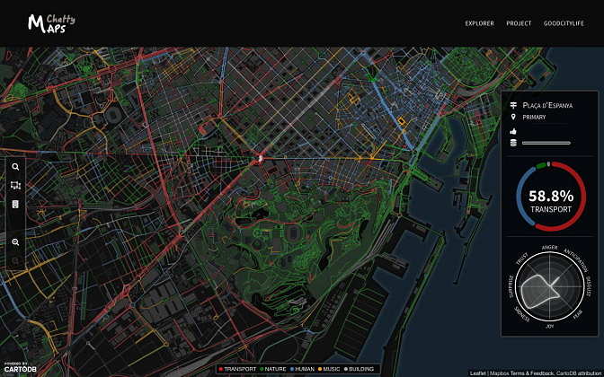 Seleccionar una ciudad para navegar por su paisaje sonoro : Imágen © Chatty Maps