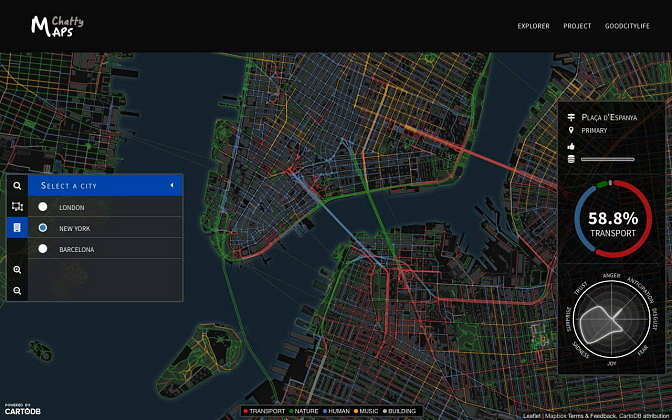 Inspeccionar el paisaje sonoro de un segmento de una calle : Imágen © Chatty Maps