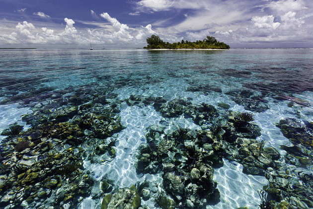 A view of South Water Caye Marine Reserve, one of seven protected areas that make up the Belize Barrier Reef Reserve System World Heritage site : Photo © Antonio Busiello / WWF-US