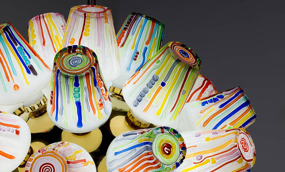 Sphere Chandelier, Candy Collection, Humberto Campana, Fernando Campana, Lasvit, Novy Bor, Czech Republic, 2015. 2015.3.27 : Photo © The Corning Museum of Glass