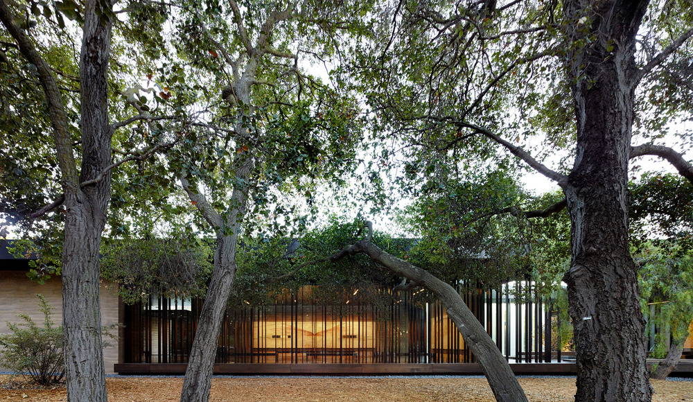 View from the Oak Grove during daylight hours. The paintings are washed in daylight within the darker interior contemplative spaces : Photo credit © Matthew Millman