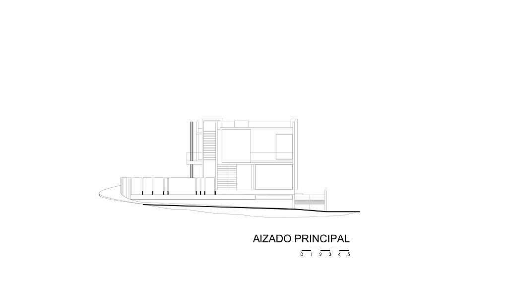 Alzado Principal del proyecto ejecutivo para la CasaBlanca : Dibujo © Agraz Arquitectos