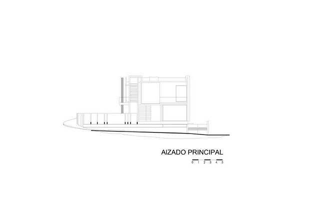 Alzado Principal del proyecto ejecutivo para la CasaBlanca : Dibujo © Agraz Arquitectos