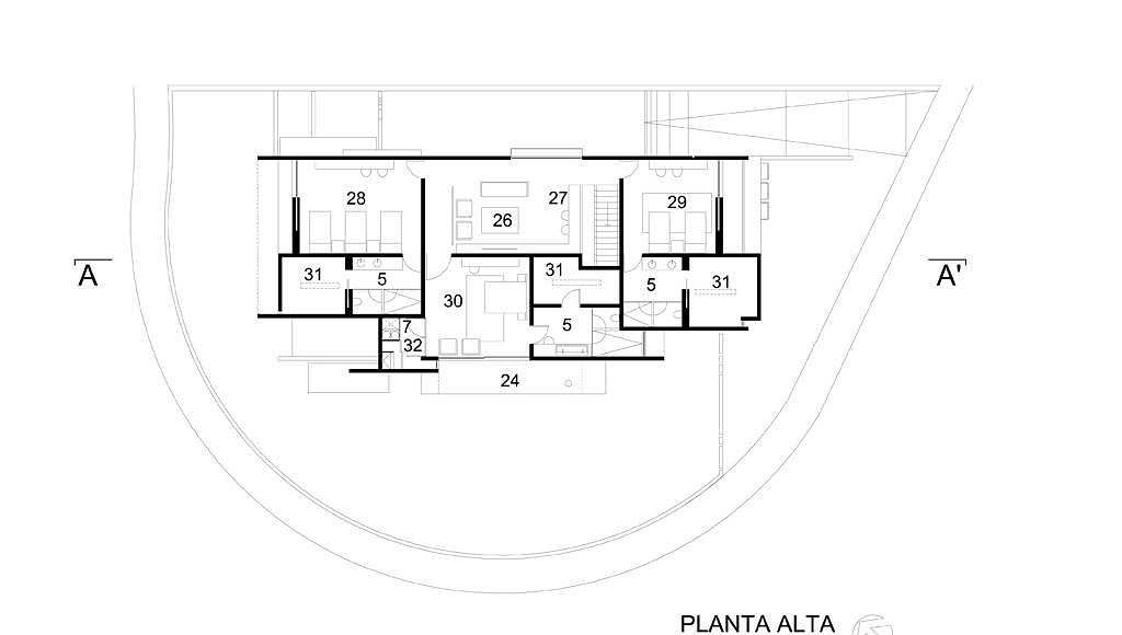 Planta Alta del proyecto ejecutivo para la CasaBlanca : Dibujo © Agraz Arquitectos