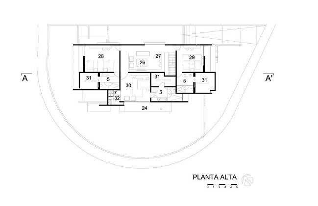 Planta Alta del proyecto ejecutivo para la CasaBlanca : Dibujo © Agraz Arquitectos