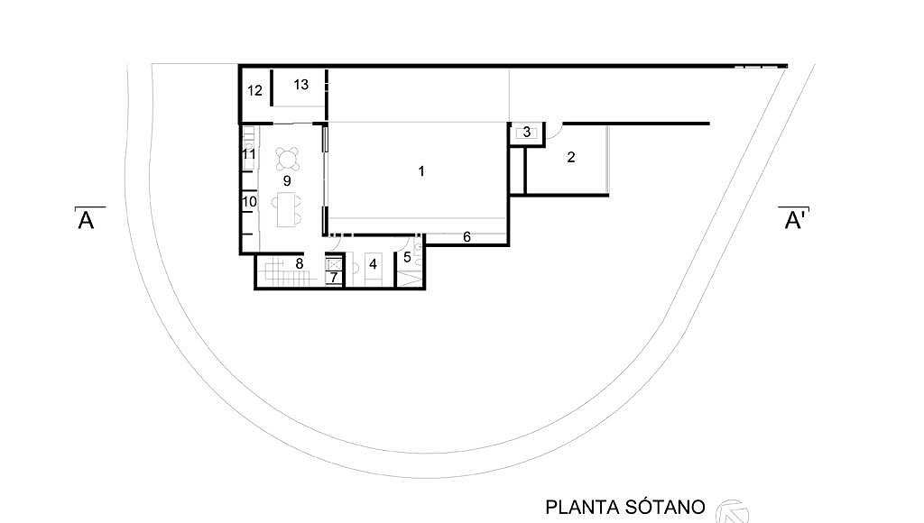 Planta Sótano del proyecto ejecutivo para la CasaBlanca : Dibujo © Agraz Arquitectos