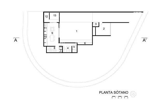 Planta Sótano del proyecto ejecutivo para la CasaBlanca : Dibujo © Agraz Arquitectos