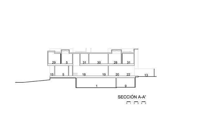 Sección A - A' del proyecto ejecutivo para la CasaBlanca : Dibujo © Agraz Arquitectos