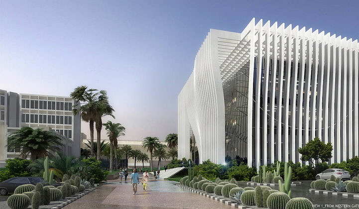 Universidad de Tel Aviv Perspective View from Western Gate : Render © Atelier d’Architecture Michel Remon
