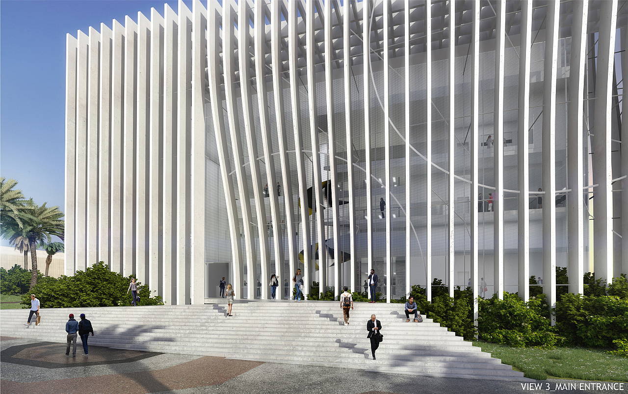 Universidad de Tel Aviv Perspective View Main Entrance : Render © Atelier d’Architecture Michel Remon