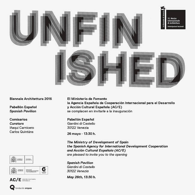 Unfinished Pabellón de España en la 15 Mostra Internazionale di Architettura : Cartel © Unfinished