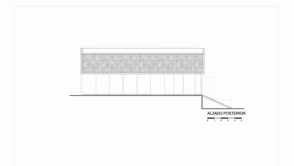 Alzado Posterior Casa X proyecto de Agraz Arquitectos y Elías Rizo : Dibujo © Agraz Arquitectos