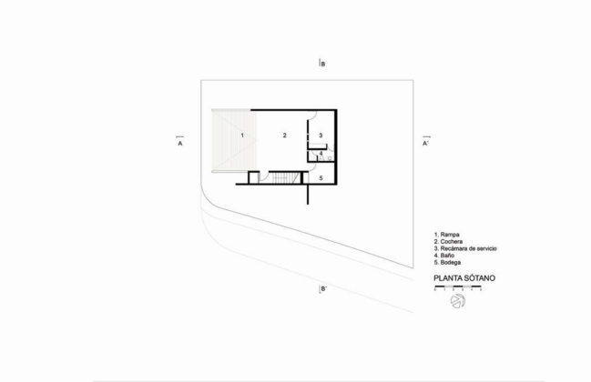 Planta Sótano Casa X proyecto de Agraz Arquitectos y Elías Rizo : Dibujo © Agraz Arquitectos