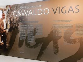 Installation views of “Oswaldo Vigas: Anthological 1943-2013,” curated by Belgica Rodriguez and Katja Weitering, exhibition design by Jowa Imre Kis-Jovak, Museu de Arte Contemporânea da Universidade de São Paulo