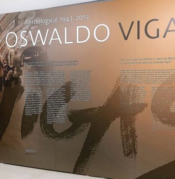 Installation views of “Oswaldo Vigas: Anthological 1943-2013,” curated by Belgica Rodriguez and Katja Weitering, exhibition design by Jowa Imre Kis-Jovak, Museu de Arte Contemporânea da Universidade de São Paulo