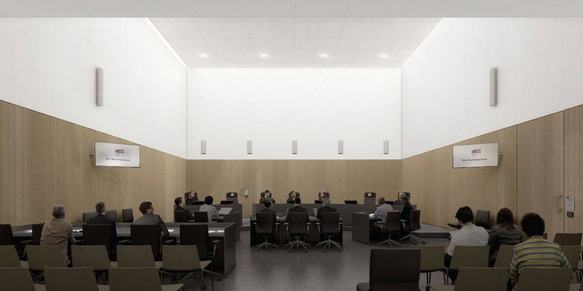 New Amsterdam Courthouse Courtroom by KAAN Architecten : Render © Beauty & The Bit and © KAAN Architecten