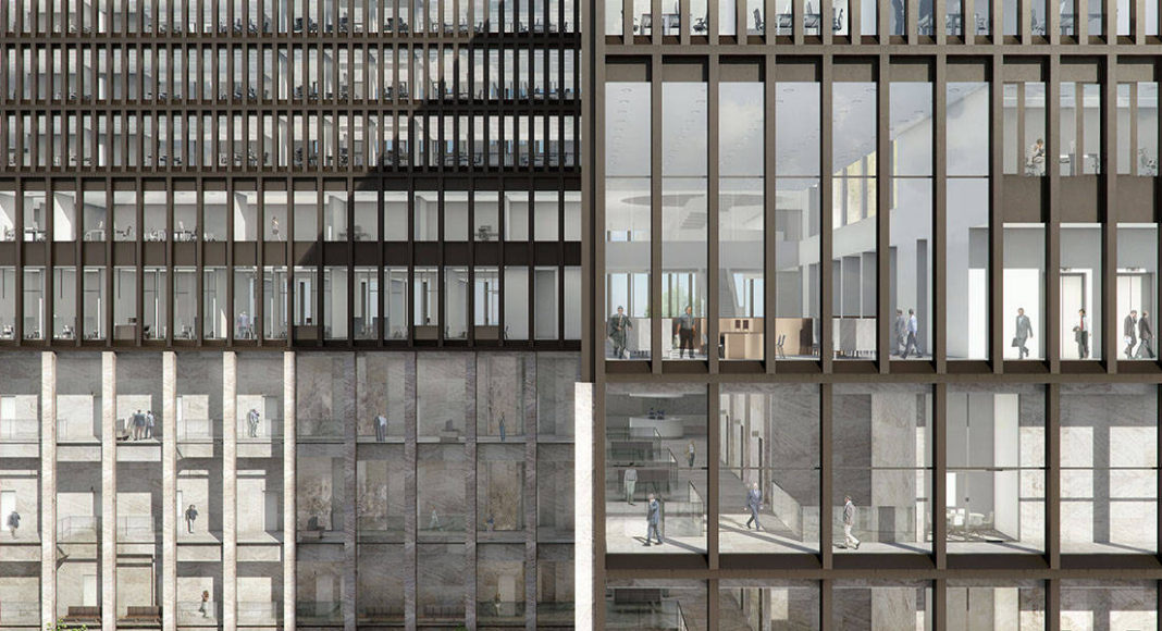 New Amsterdam Courthouse Exterior Facade by KAAN Architecten : Render © Beauty & The Bit and © KAAN Architecten