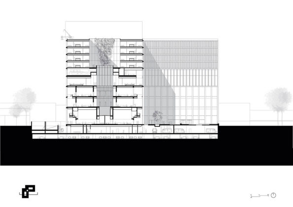 New Amsterdam Courthouse Section by KAAN Architecten : Drawing © KAAN Architecten