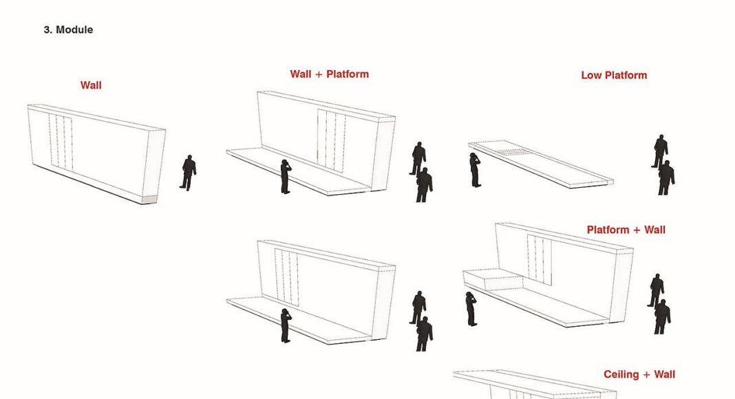 Module of the Exhibition Constant. Space + Colour at the Cobra Museum : Drawing © UNStudio