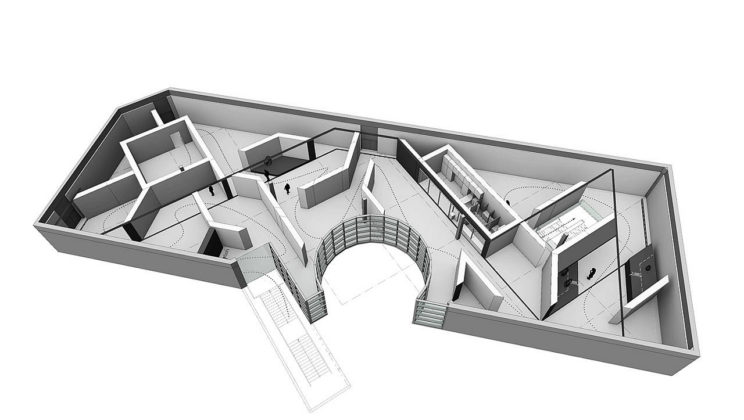 Top Perspective Routing Exhibition Constant. Space + Colour at the Cobra Museum : Drawing © UNStudio