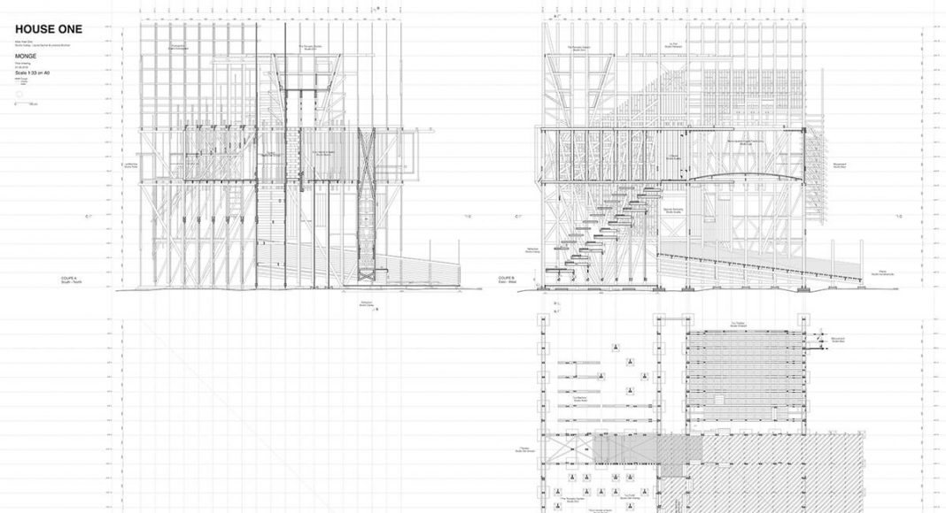 HOUSE ONE Projection de Montage : Drawing © ALICE EPFL