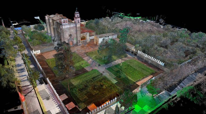 El INAH conforma un Acervo de Modelos 3D del Patrimonio Edificado Imagen contextual en nube de puntos láser del Ex Convento de Tochimilco, Puebla : Foto © CNMH-INAH
