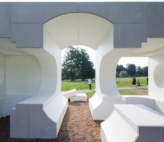 Serpentine Summer House 2016 designed by Kunlé Adeyemi (NLÉ); (10 June – 9 October); Photo © Iwan Baan