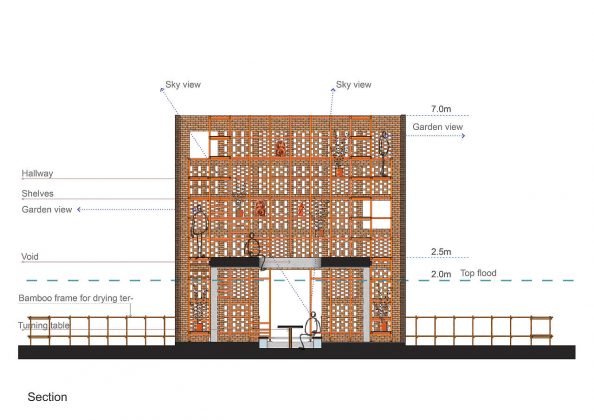 Terra Cotta Studio Section by Tropical Space : Drawing © TROPICAL SPACE