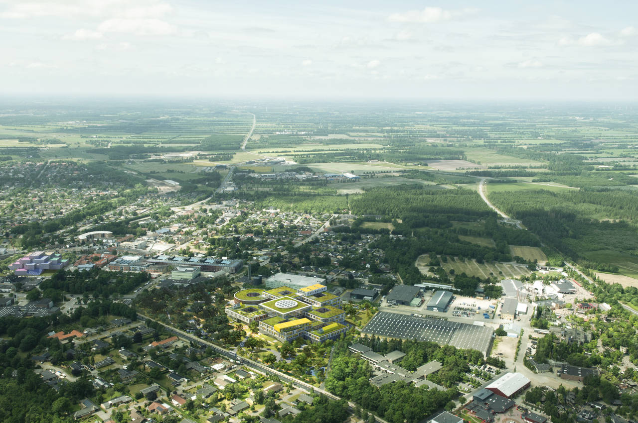 LEGO Group Headquarters Aerial View in Billund by C.F. Møller Architects : Render © C.F. Møller Architects