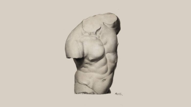 Torso (ca. 1982) Mateo Saldaña - Lápiz sobre papel 42 x 56 cm, Colección particular : Fotografía cortesía del © Museo Nacional de Arte