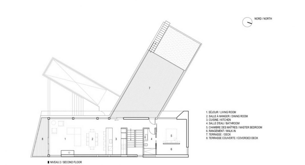 Altaïr House Second Floor Plan : Drawing © Bourgeois / Lechasseur Architects