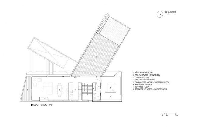 Altaïr House Second Floor Plan : Drawing © Bourgeois / Lechasseur Architects