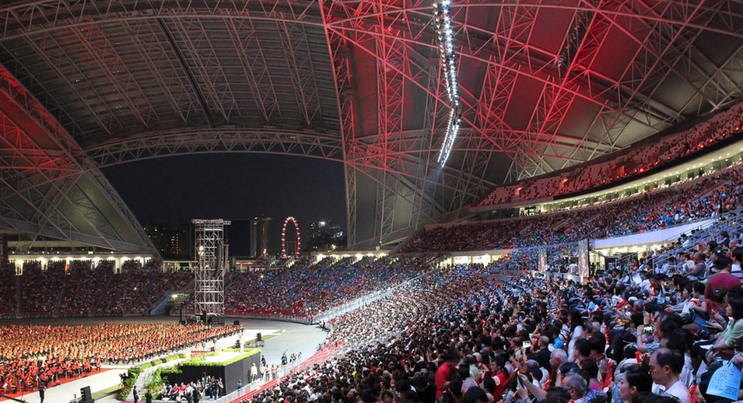 Singapore National Stadium is the first stadium in the world purpose-built for Athletics, Cricket, Football and Rugby : Photo credit © Arup Associates