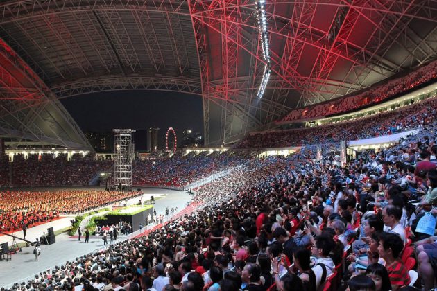 Singapore National Stadium is the first stadium in the world purpose-built for Athletics, Cricket, Football and Rugby : Photo credit © Arup Associates