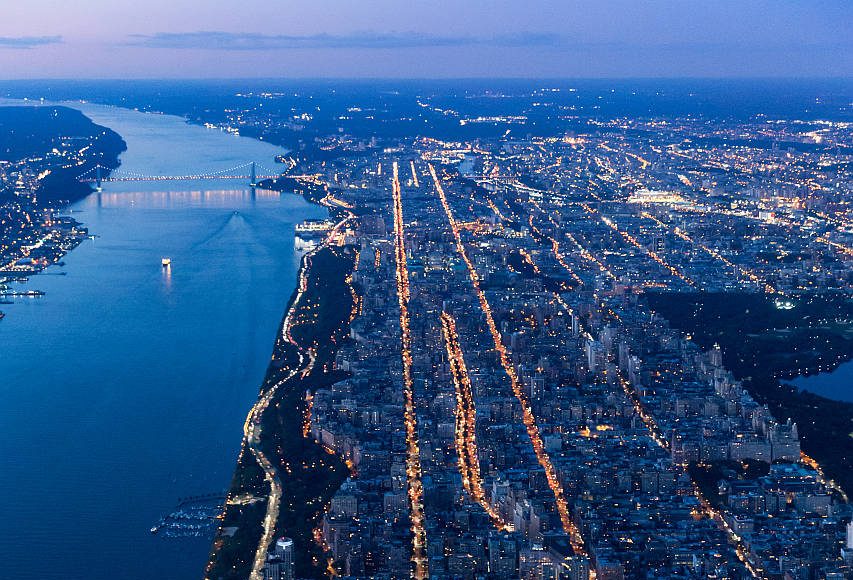 VIΛ 57 West Aerial View by Night by BIG – Bjarke Ingels Group : Photo credit © Iwan Baan