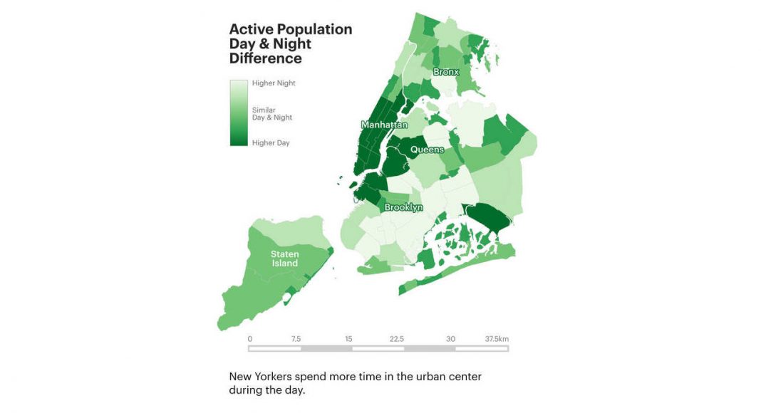 Active Population Day & Night Difference : Infographic © Senseable City Laboratory :: MIT