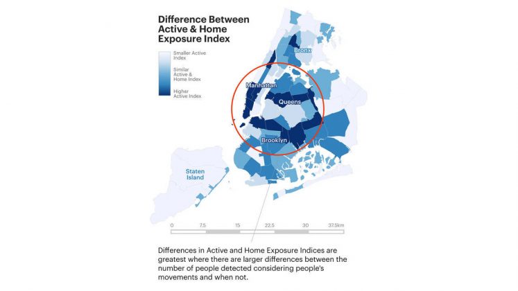 Difference Between Active & Home Exposure Index : Infographic © Senseable City Laboratory :: MIT