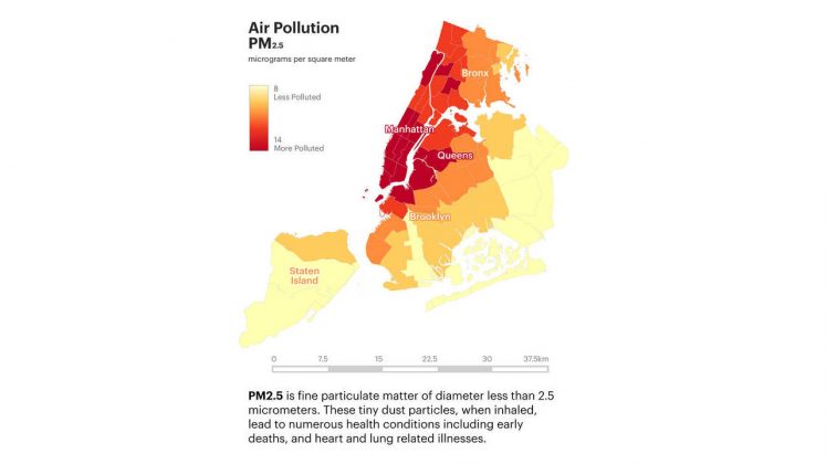Air Pollution PM2.5 / Micrograms per square meter : Infographic © Senseable City Laboratory :: MIT