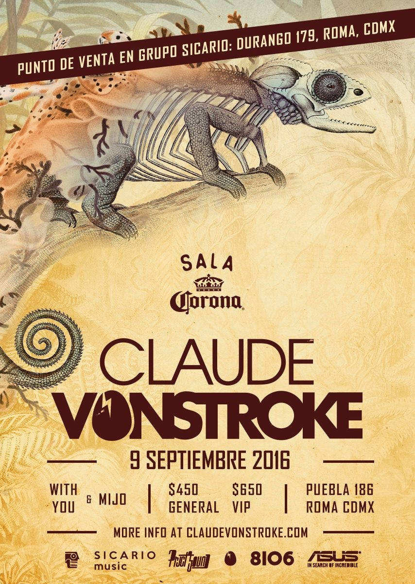 Claude VonStroke se presenta en México en la SALA CORONA : Poster cortesía de © Sicario Music