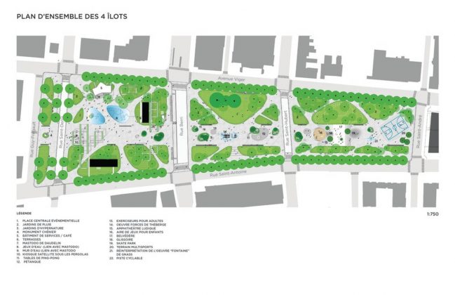 Overall site plan of public square covering four urban blocks : Photo credit © NIPPAYSAGE