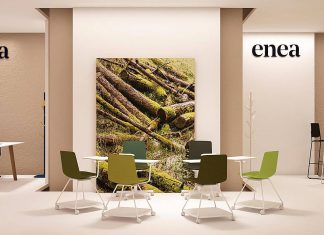 Stand de ENEA para el evento Orgatec edición 2016 en Colonia, Alemania Vista Lateral : Fotografía © ENEA